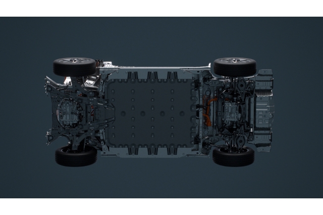 bZ4X（トヨタのEV）のシャーシのボディ下写真