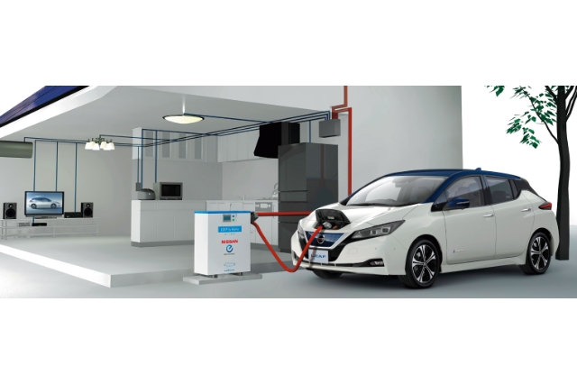リーフ（日産のEV）の充電風景写真
